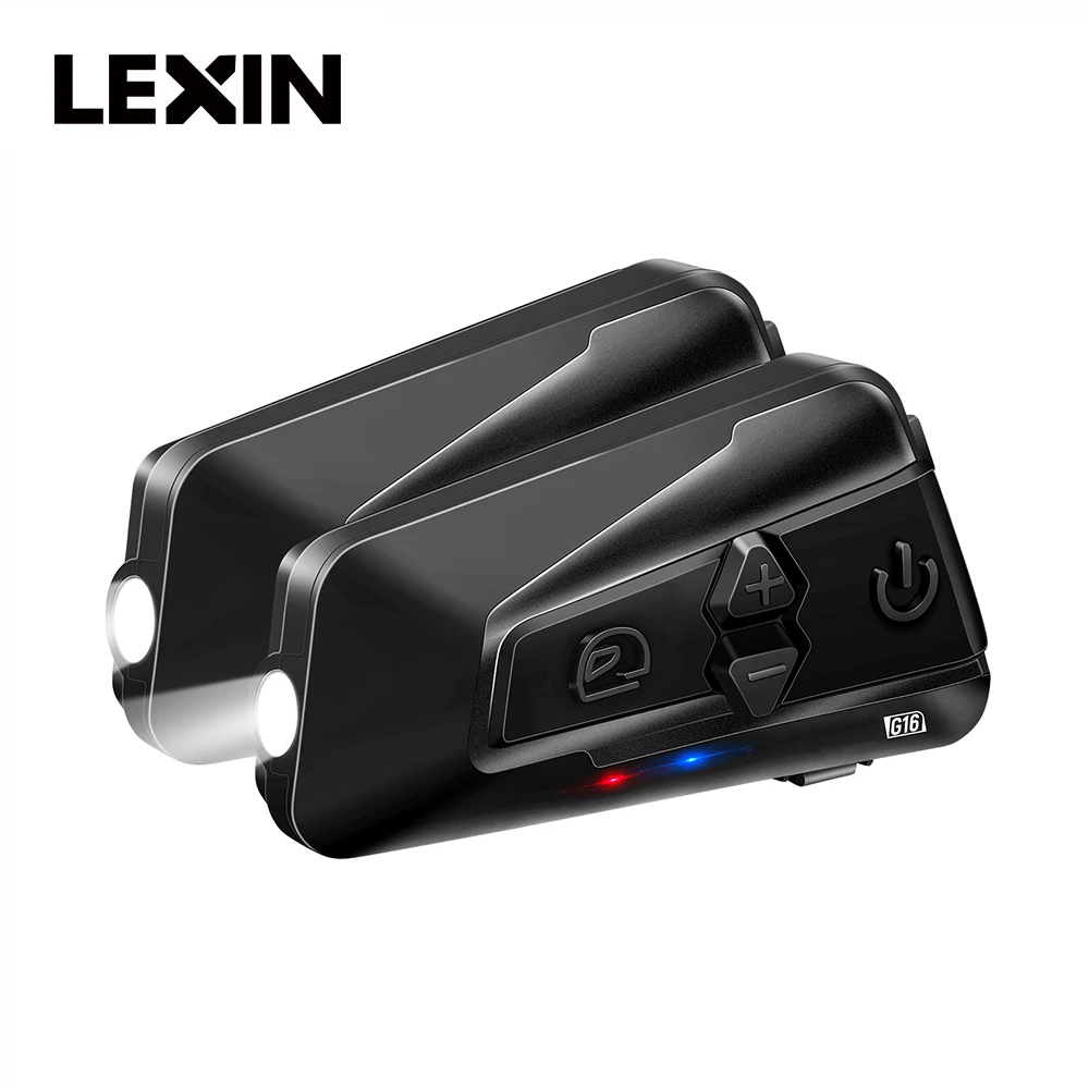 LEXIN G16 Up to 16 Riders 2000m Group Talk Motorcycle Bluetooth Headset IP67 waterproof, Noise cancellation Headlamp/SOS Mode