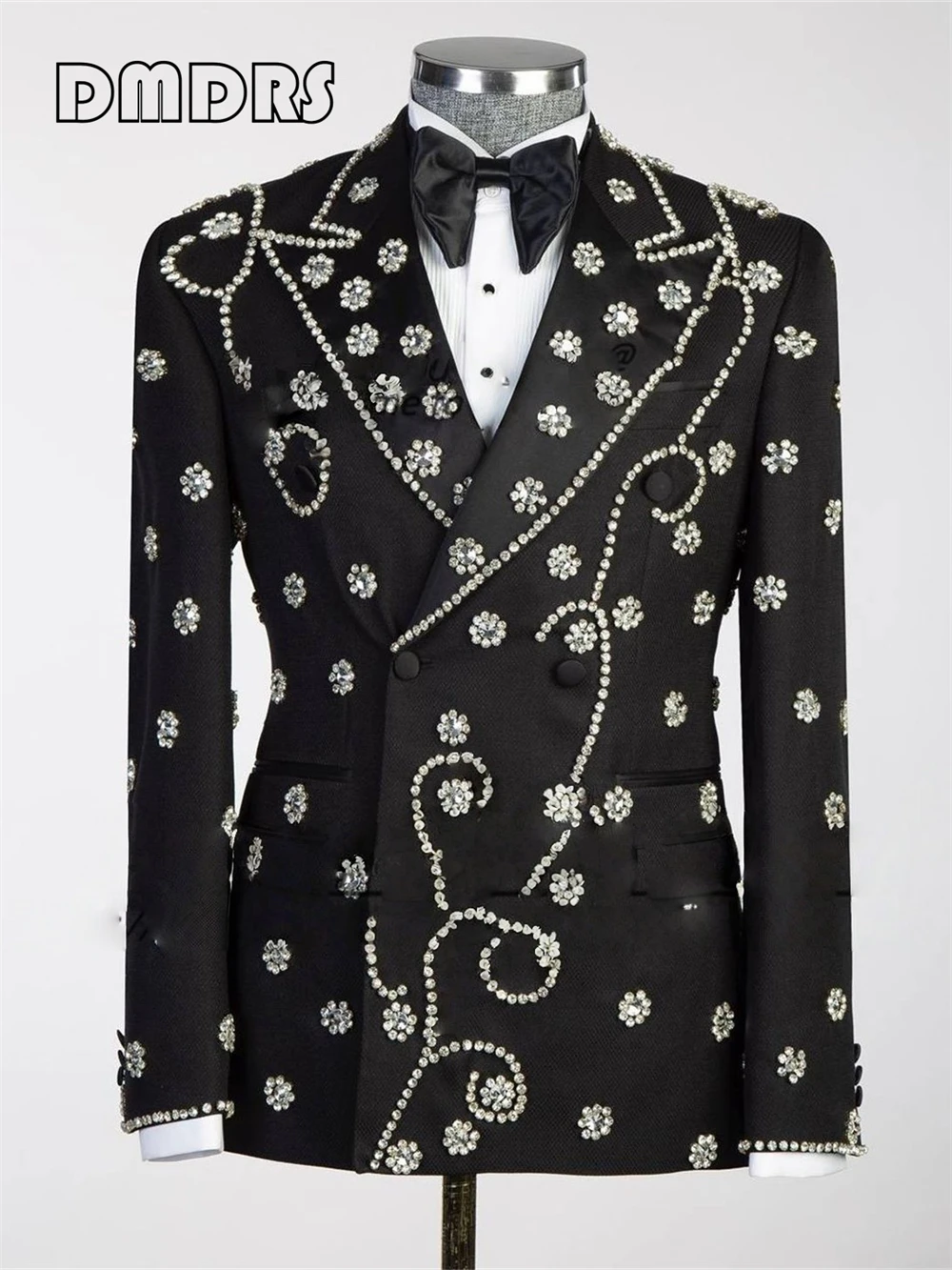 

Christmas Party Crystal Blazer Double Breasted Rhinestone Blazer for Men XXS-7XL Formal Suit for Gala Red Carpet Dinner Jacket