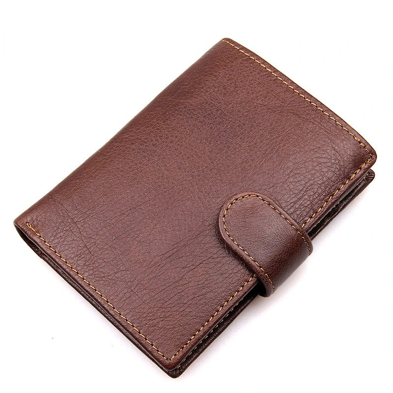Genuine Leather Men Wallet RFID Casual Short Trifold Wallet Card Holder Large Capacity Hasp Male Purse Clutch Coin Pocket