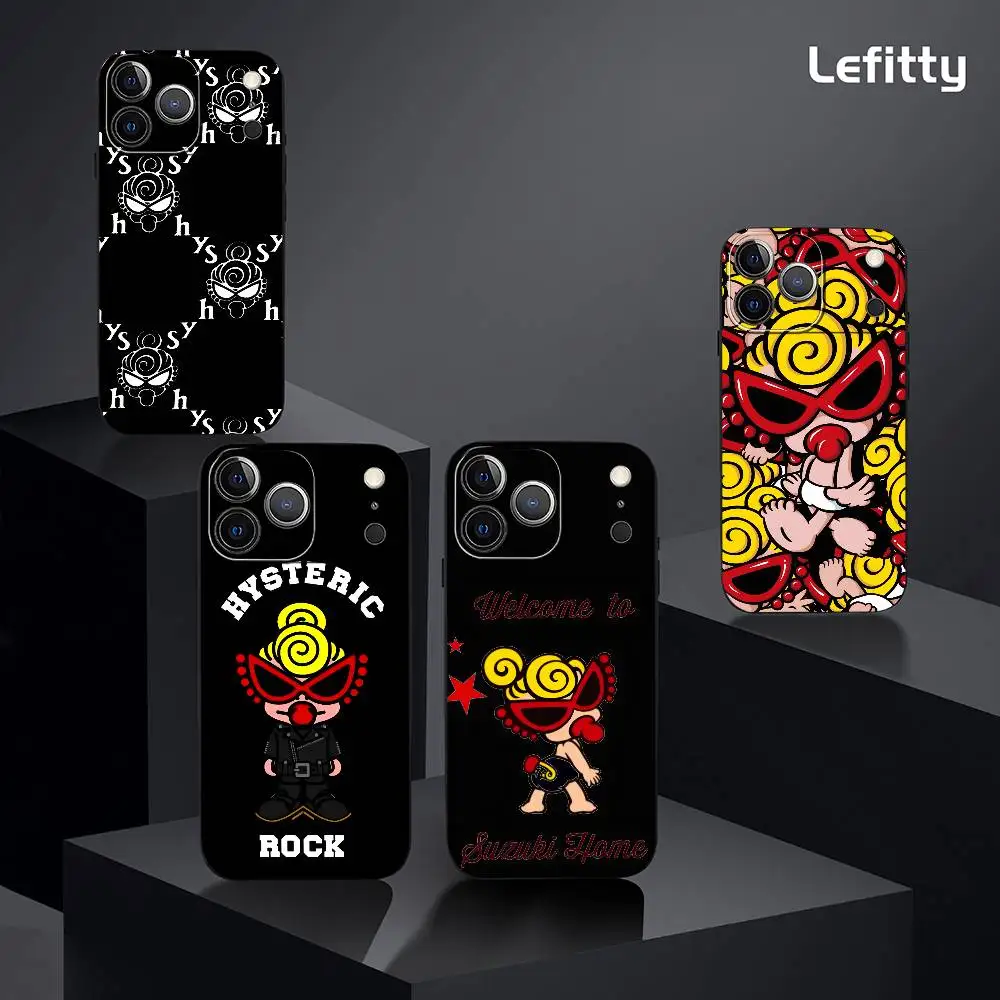 

Luxury Rock H-Hysteric M-Mini Phone Case For iPhone 17 16 15 14 13 12 11 Pro Max Plus Mini Black Frosted Soft Shell Funda