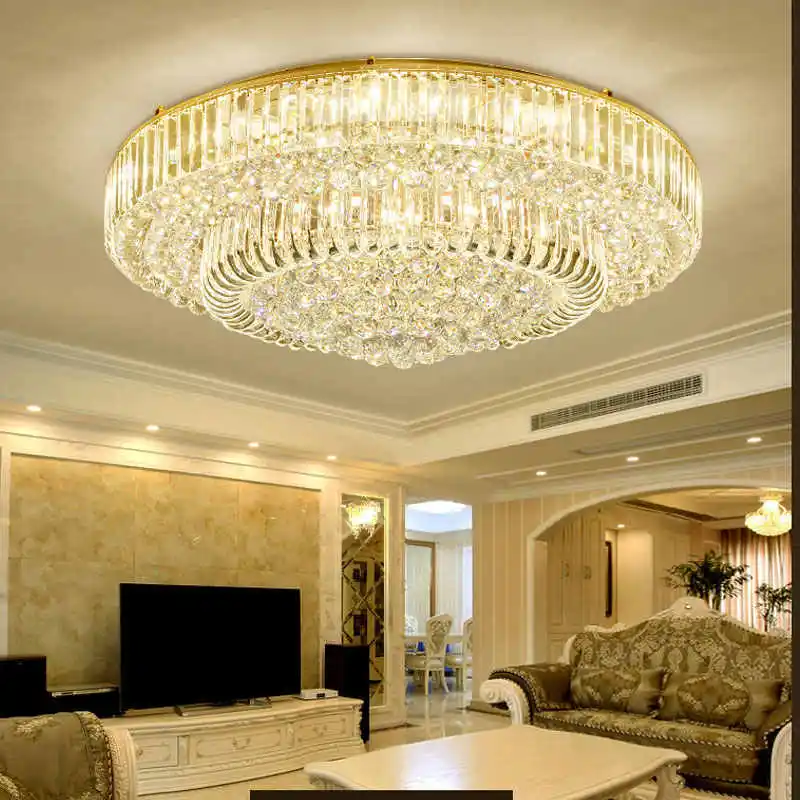 

JYLIGHTING Custom Classic Luxury Gold Round Ceiling Lamp for Indoor Home Lighting Crystal Chandler Ceiling Light Chandelier