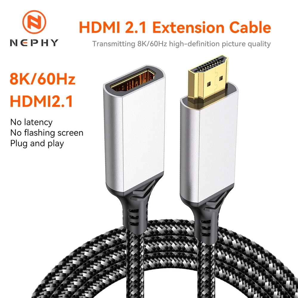 HDMI 2.1 Verlängerungskabel 8K HDMI 2.1 Stecker auf Buchse Verlängerungskabel 8K HDMI-Kabel für PS5 Xbox HDTV HDR 0,2m 0,5m 1m 2m
