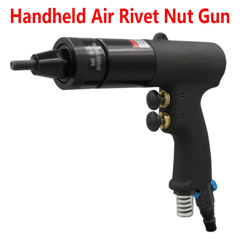 Pneumatic Rivet Nut Gun, Handheld M5-M6 Riveter Tool with Self-Locking Quick-Change Head, 4.5-6.5MPA, Industrial Riveting Tool