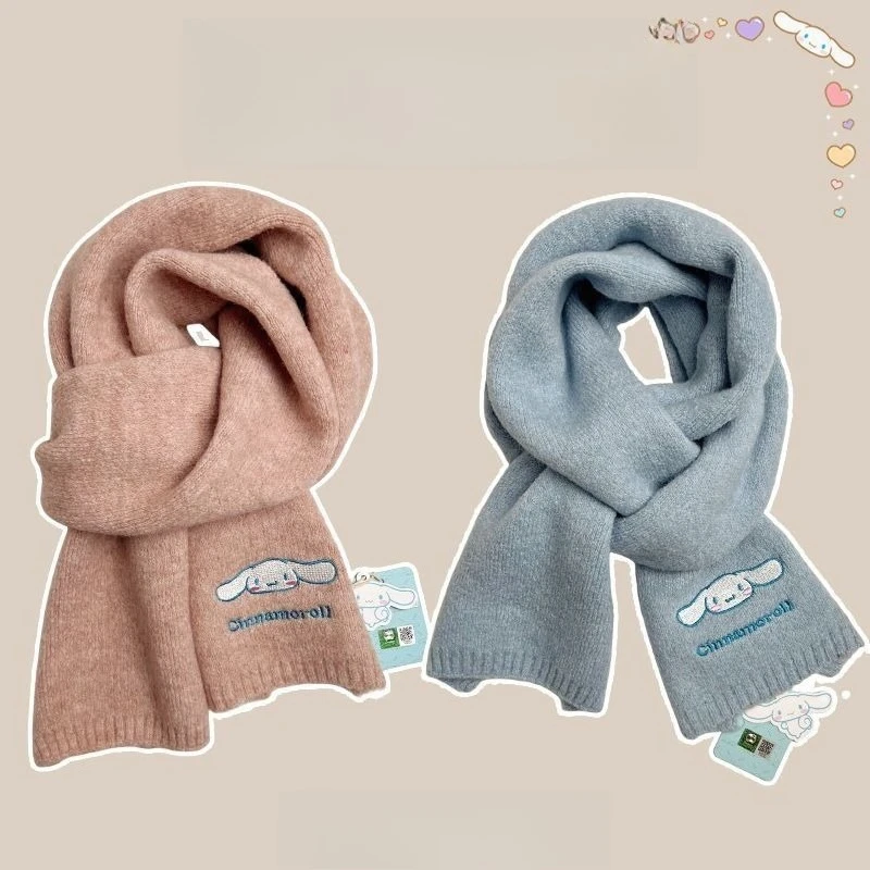 Sanrio Cinnamoroll scarf creative high-appearance-value anime cartoon print couple simple cute versatile soft warm knitted scarf