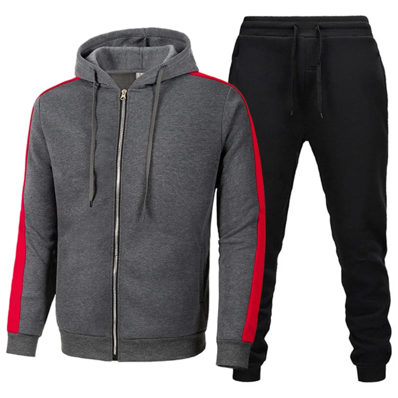 Men Casual Tracksuit Zipper Hoodies Top And Sweatpants 2pcs Set 2024 Male Outdoor Jogging Jackets Clothes Sport Man Pants Suit