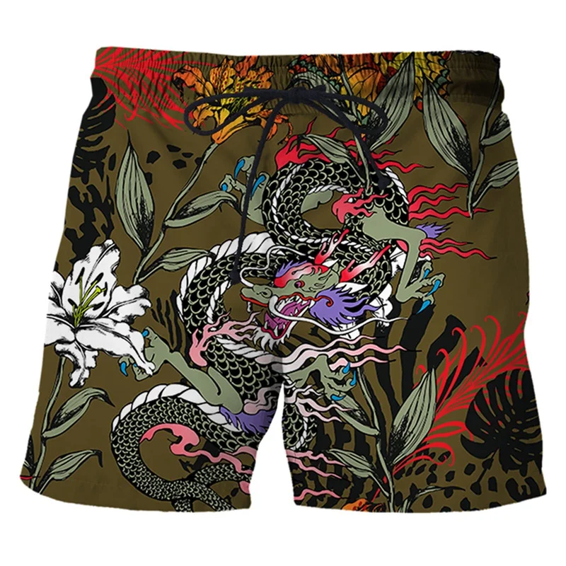 Chinese Dragon 3d Print Swim Trunks For Men Hawaiian Beach Shorts Loose Quick Dry Surf Board Shorts Swimwear Street Short Pants