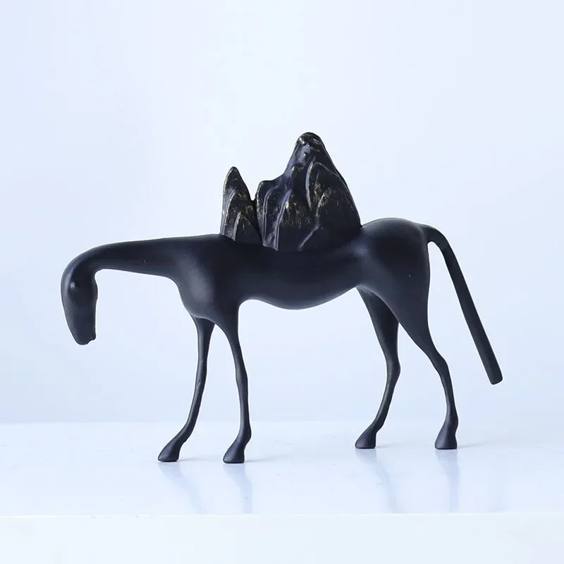 Metal Handicrafts Simulation Animal Sculpture Horse Ornament Camel Mountain Abstract Animal Statues Home Decoration