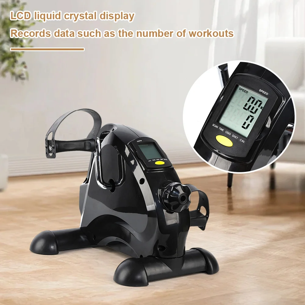 Mini Exercise Bike Arm and Leg Trainer Adjustable Foot Pedal Exercise Machine LCD Display Portable Pedal Trainer for Home Office