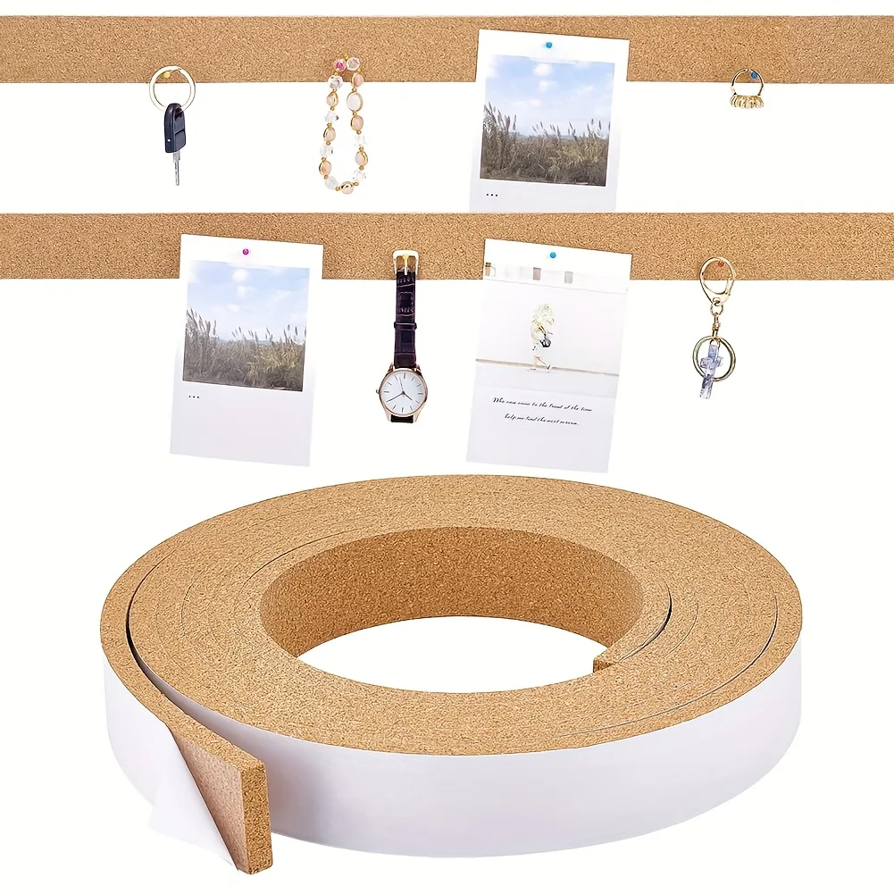 1pc Self-Adhesive Cork Bulletin Strip - Frameless Wall Board Accessory for Office School Home | Notes Photos Organizer