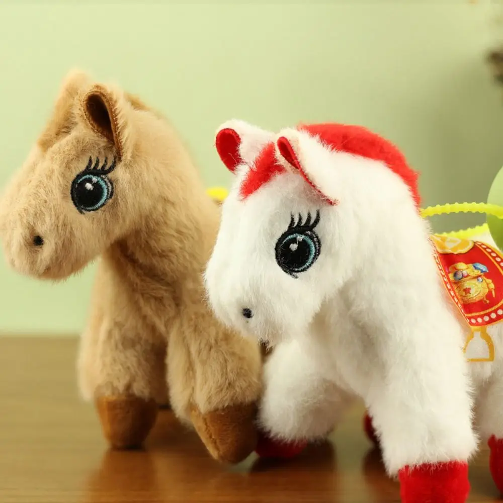Peluche Cavallo Peluche Bambola Morbido Anno del Cavallo Mascotte Peluche Cavallo Ciondolo Appeso Decor Portachiavi Pony dai capelli lunghi
