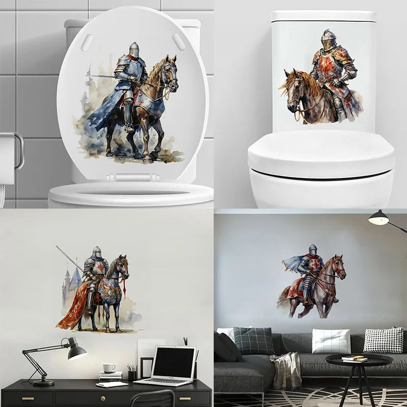 Watercolor Medieval Knight Stickers, Bedroom Entryway Living Room Porch Home Decoration Wall Stickers, Removable Stickers
