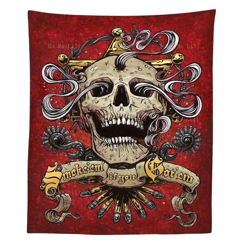 Death Tarot Card Moth Outlaw Flag Gunslingers Logo Stoner Art Skeleton Hippie Wall Hanging Fabric Tapestry By Ho Me Lili