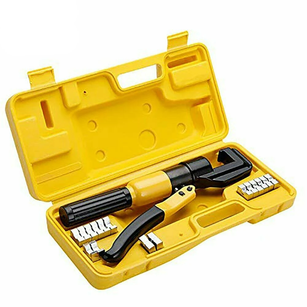 

10 Ton Hydraulic Crimper Crimping Tool Wire Battery Cable Lug Terminal W/ 8 Dies