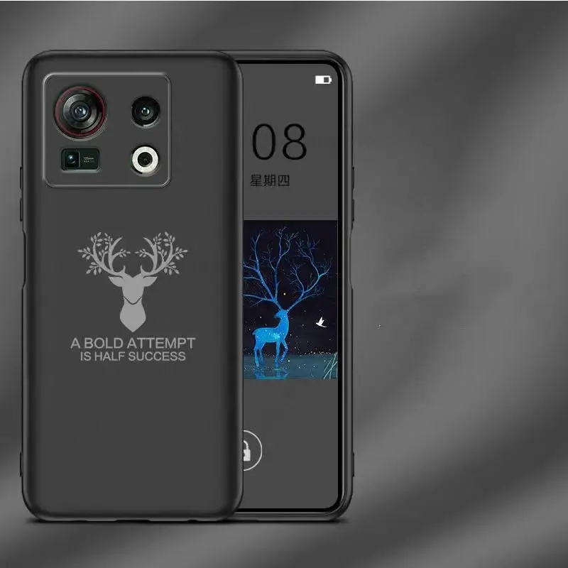 Funda For ZTE nubia Z40S Pro Soft Silicone Matte Phone Case For Axon 41 40 Ultra 5G Cartoon Elk Deer Head Ultra Slim Phone Cover