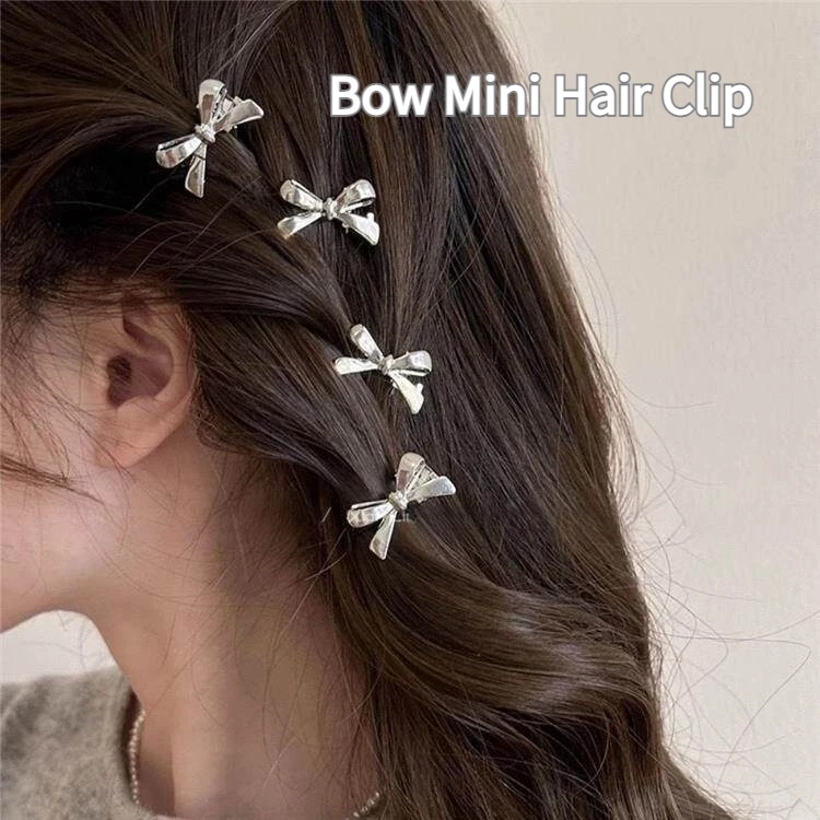 8/12Pcs/set of Women's New Golden Bow Mini Hairpins, Sweet and Cool Girl Bangs Hairpins and Hair Accessories