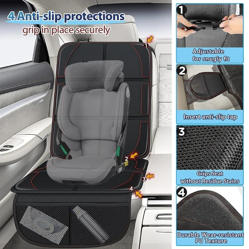 Car Protectors for Booster Waterproof ProtectorMat Large Auto Cover with Storage Pocket for Child Safety