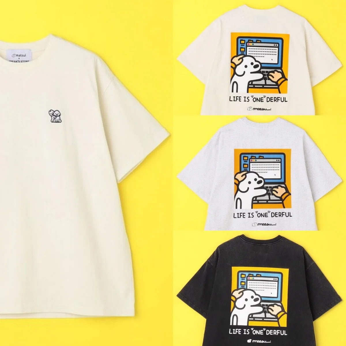 

Футболка Matsui×FREAK'S STORE из чистого хлопка с милой иллюстрацией, повседневная одежда для пары, ort Sve round Ne