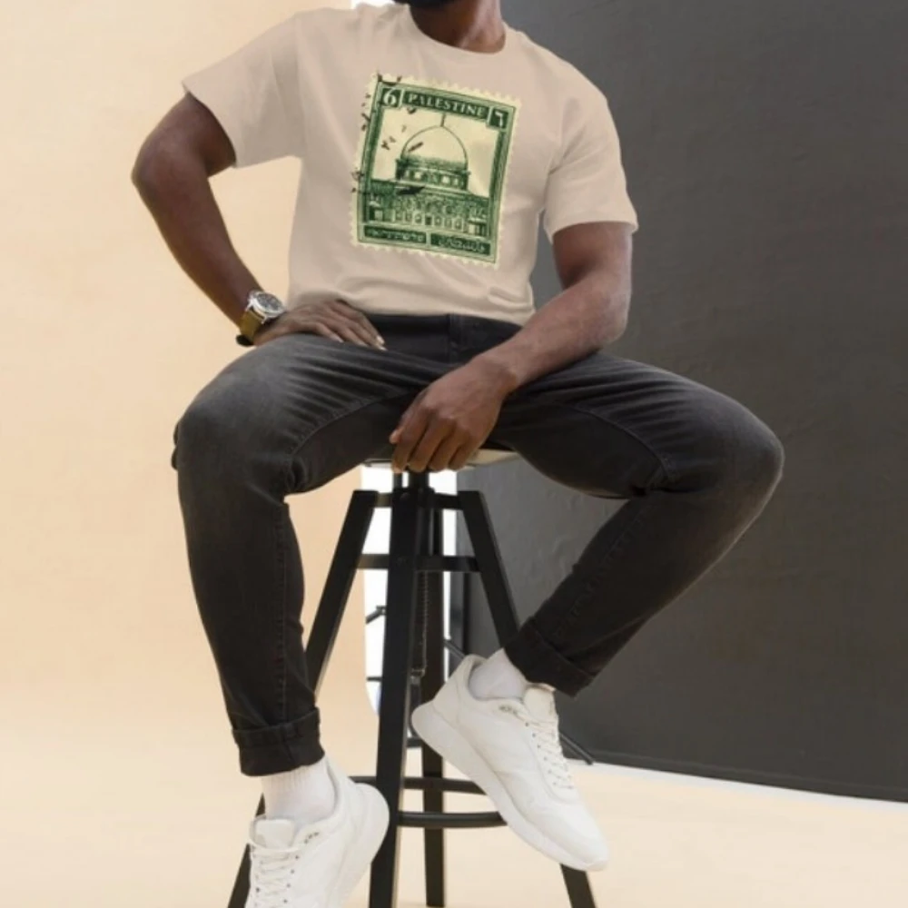 

Palestine Stamp T-Shirt Palestine Unisex Shirt Fashionable and Casual Cotton Short Sleeved Round Neck T-shirt Round Neck