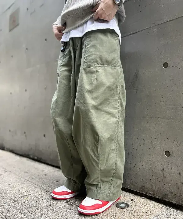 

BE@MS 25SS washed splicing retro loose tooling casual pants