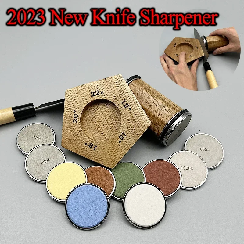 

2023 NEW Rolling Knife Sharpener Magnetic Knife Holder Diamond Sharpening Stone Disc 5 Sharpening Angles Grind Kitchen Tools Hot