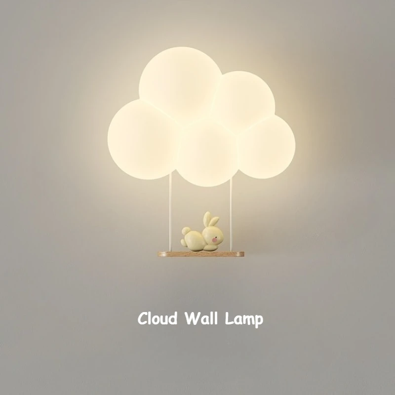 Minimalist Children's Room Wall Lamps Cute Monkey Rabbit Cloud LED Lamp Warm Princess Room Boy Girl Bedroom Bedside Wall Lights