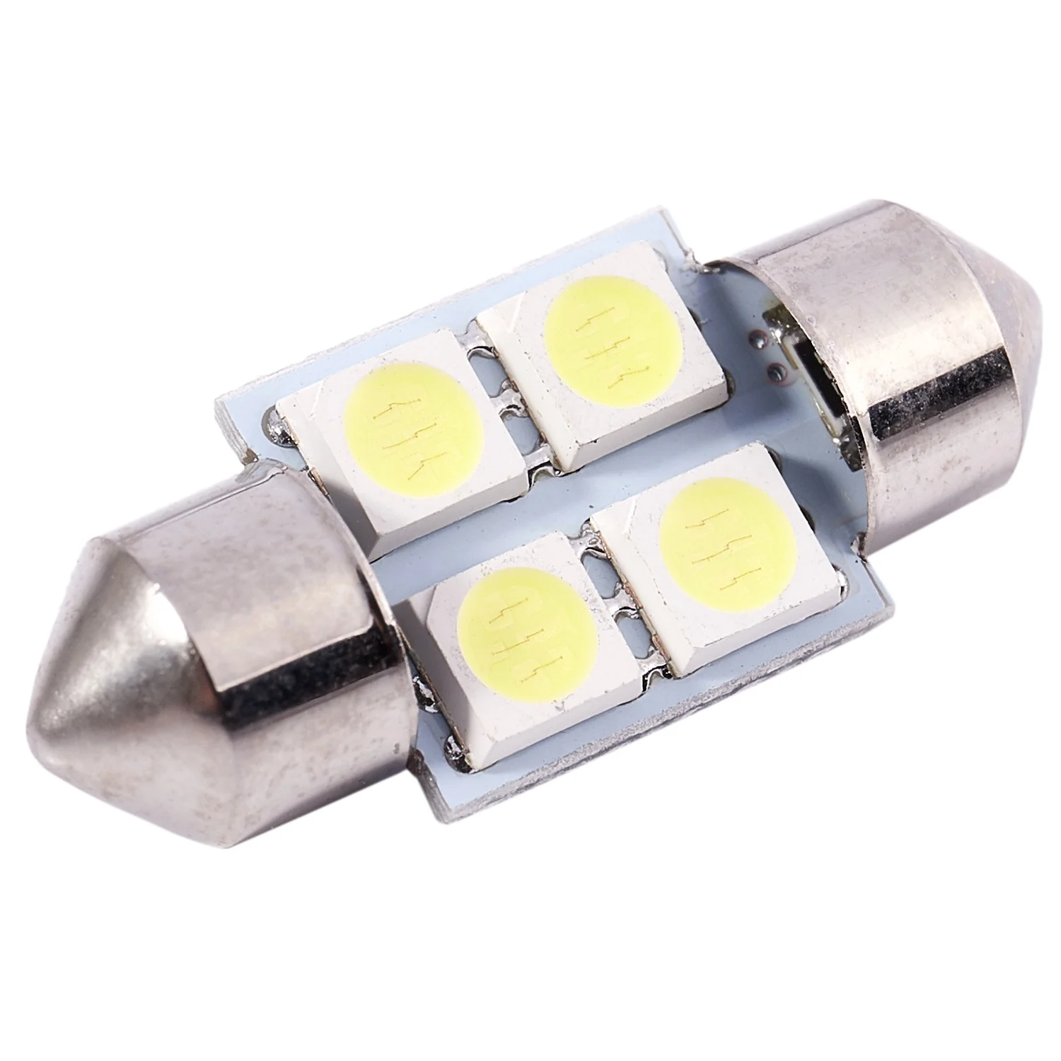 DC 12V 31 มม.4 5050 SMD ภายในรถโดมพู่ห้อยไฟ LED สีขาว 2 ชิ้น