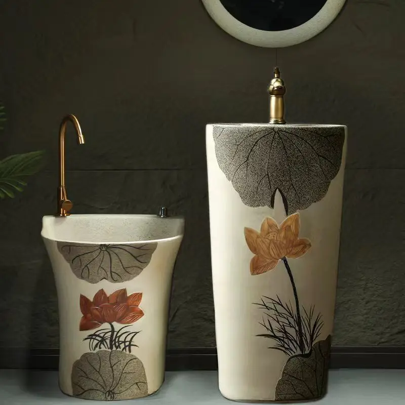 outdoor wash basin, courtyard column basin, integrated floor-to-ceiling garden wash basin, outdoor wash basin Customizable