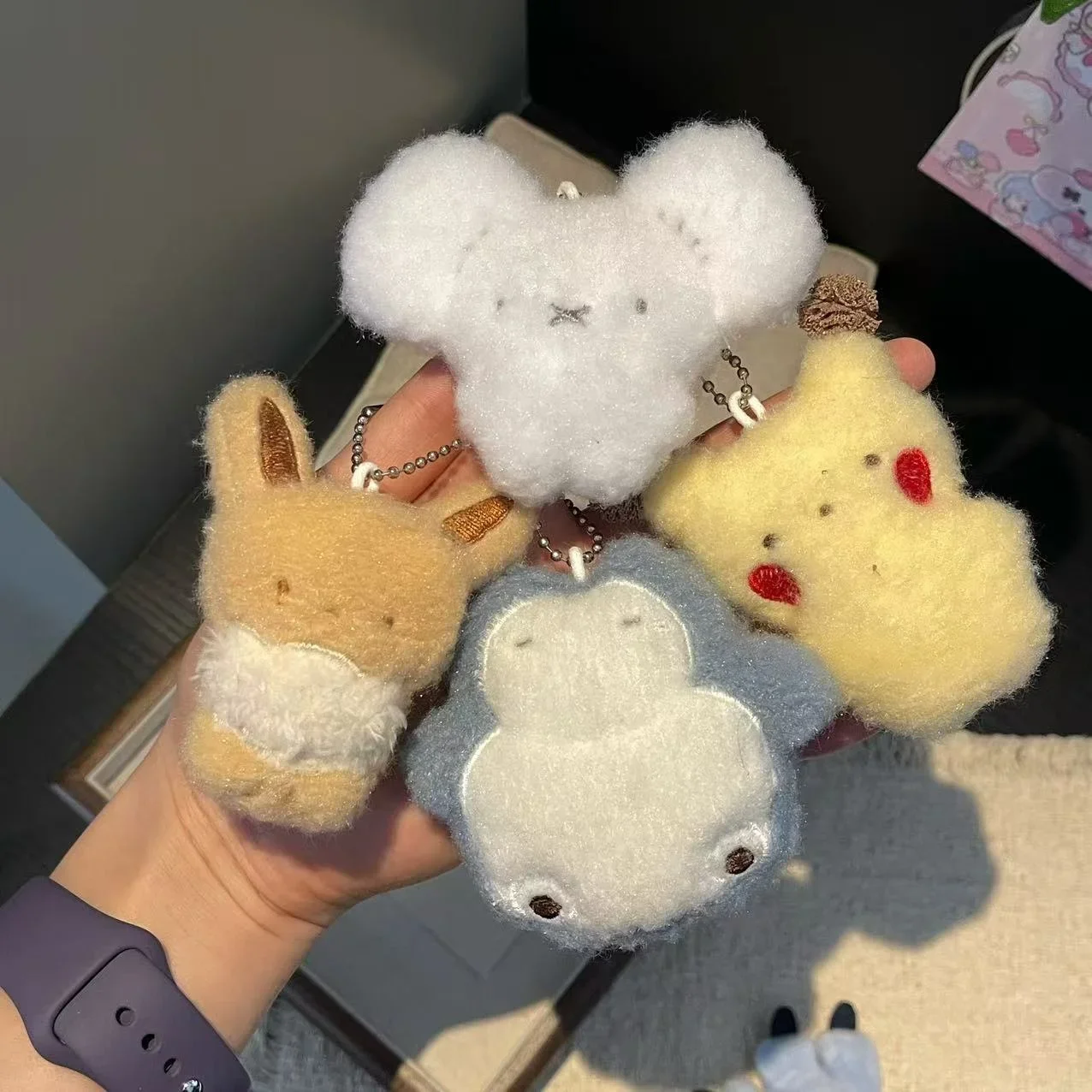 Mini Palm Eevee Snorlax Tandemaus Plush pendant cute bag charm outdoor keychain filled doll