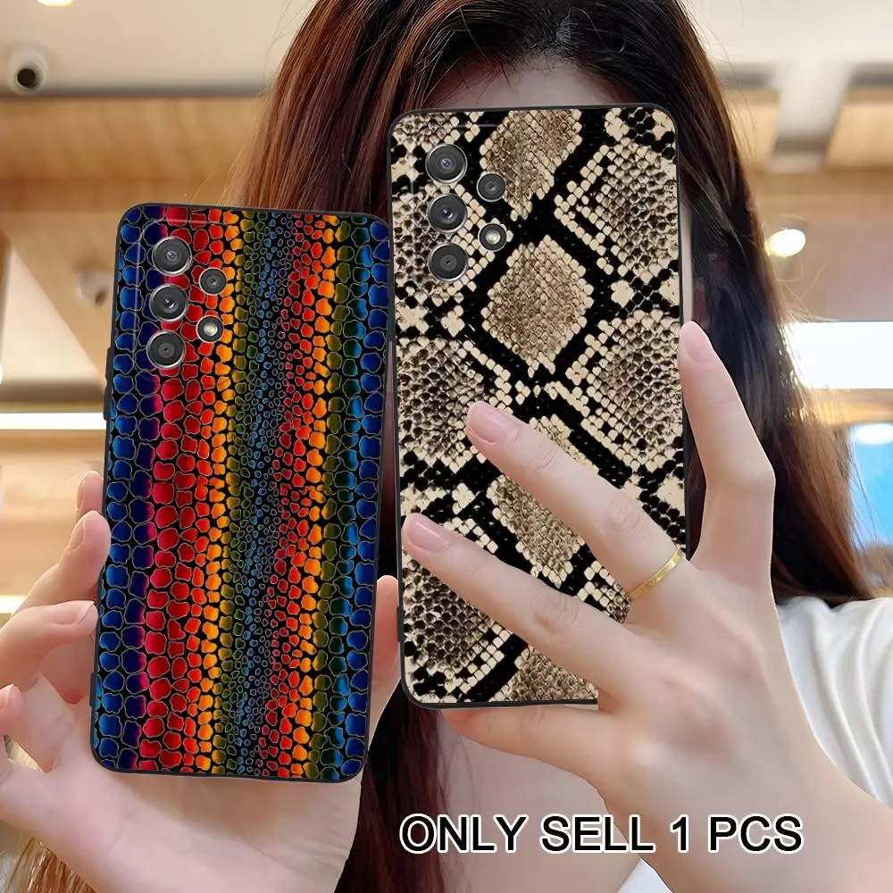 Snake Texture Phone Case for Samsung Galaxy A26 25 24 23 22 21 17 16 15 14 13 12 11 5G Soft TPU Shockproof Cover