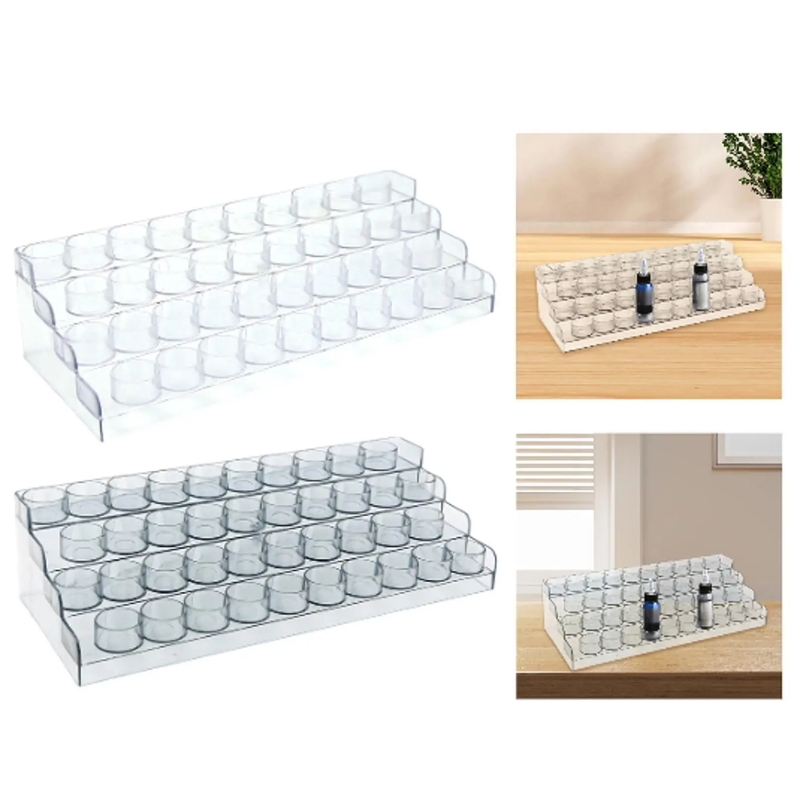 Clear Paint Organizer 4 Tier 40 Hole Watercolor Paint Holder Art Supplies Paint Organizer for Desktop Sketch Home Office Adult