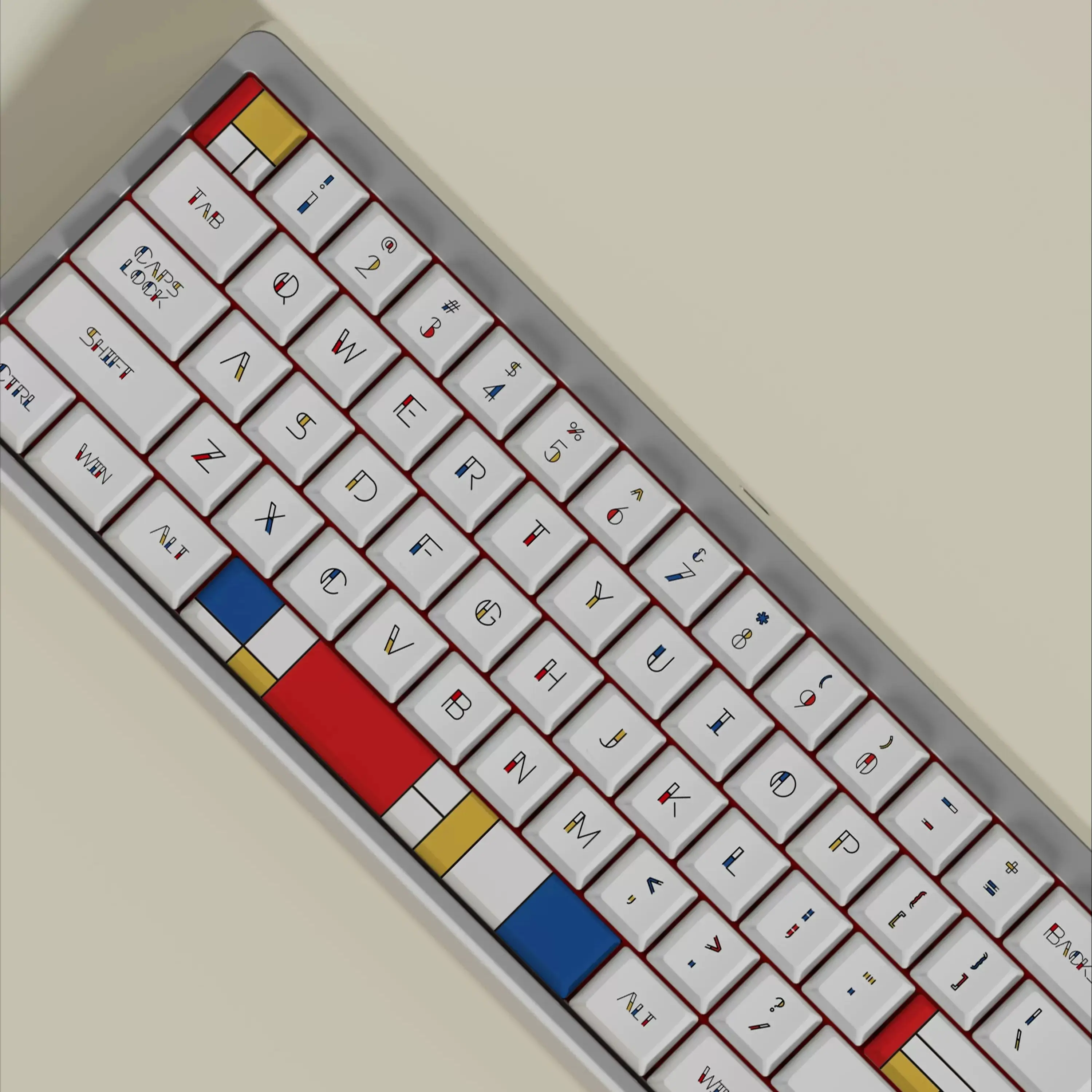 PBT Mondrian Keycaps Cherry Profile Dye Sublimation Keycap For MX Mechanical Keyboard Accessories 2.25U 2.75U Split Spacebar