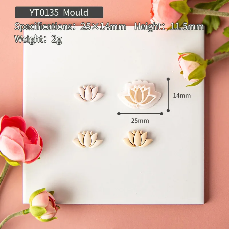 HEIßER Boho Böhmischen Stil Polymer Clay Schneider Lotus Geometrie Geformt Ton Geprägte Formen für Ohrringe Schmuck Anhänger Herstellung Werkzeuge – Detail 9