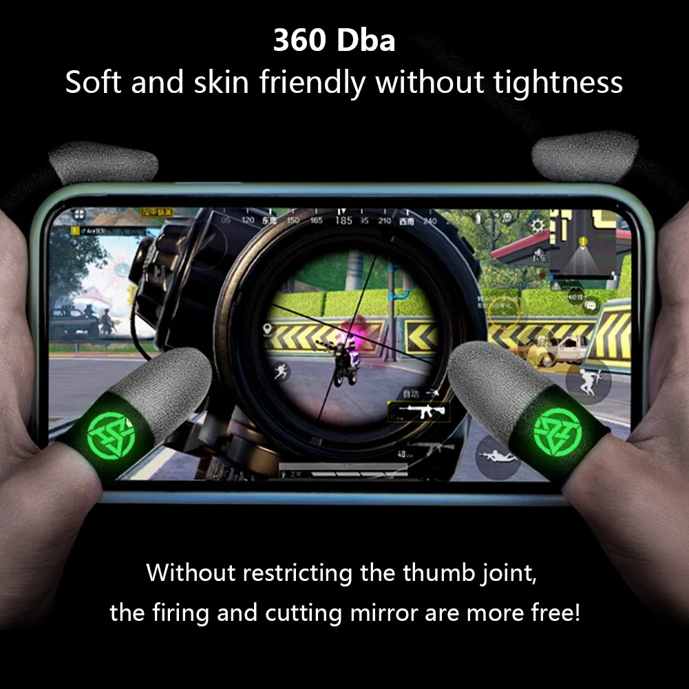 1/2 Pair Luminous Fingertips Sweat-Proof Game Finger Sleeve Finger Cots Cover Sensitive Mobile Touch Glove for PUBG Phone Games