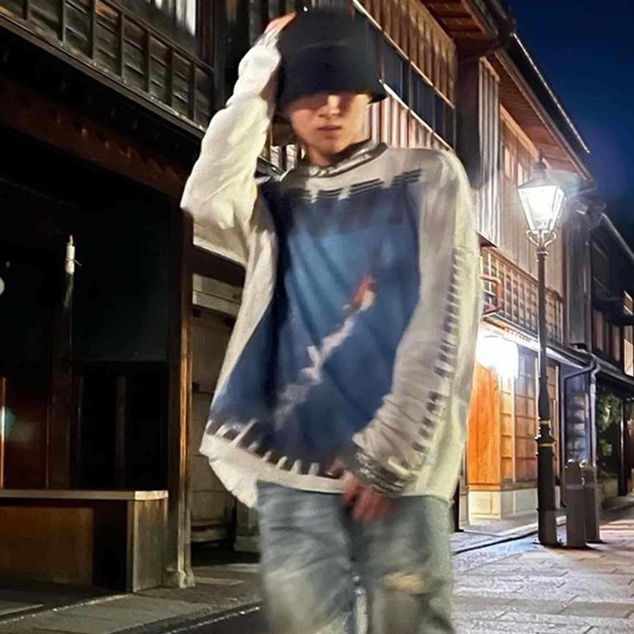 Nigo Herren-und Damen modelle Frühling und Sommer Graffiti Retro-Druck lässig lang ärmel ige lässige Hoodie-Tops ngvp # nigo8763