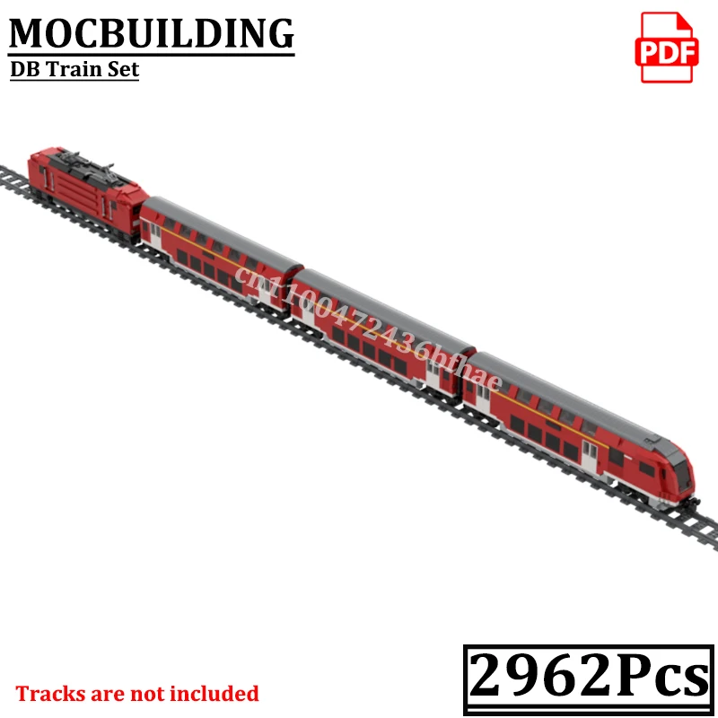 Zestaw kolejowy DB BR 143 z lokomotywą i wagony pasażerskie, model kolejowy, klocki konstrukcyjne MOCBUILDING, zabawki konstrukcyjne, prezent, klocki.