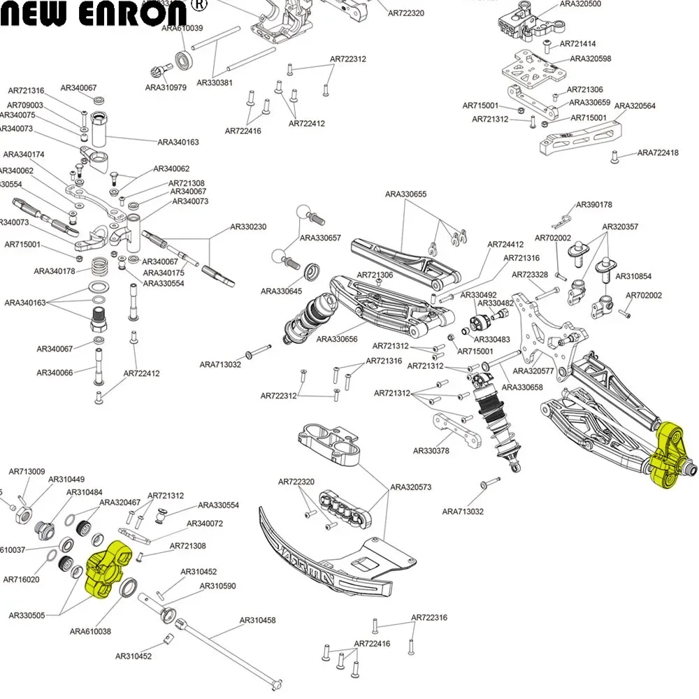 フロントステアリングカップ アルミニウム & POM プラスチック RC カー用 ARRMA 1/8 クレイトン アウトキャスト ノトーリアス 6S 交換用 AR330403 AR330505