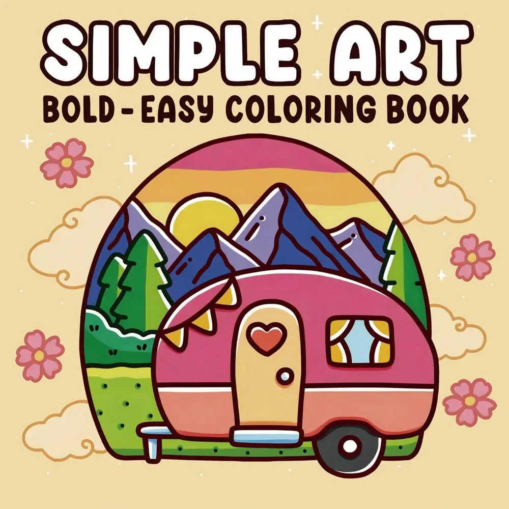 Simple Art Bold Easy Adult Coloring Book Cute Pattern Drawing Birthday Party Holiday Gift