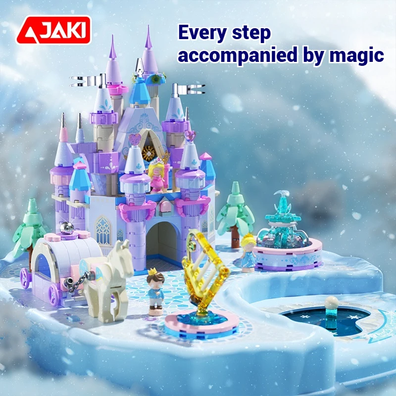 JAKI magnetic building blocks castle toy ornaments, magic castle model assembly, girls' birthday gift, pretend house DIY toy