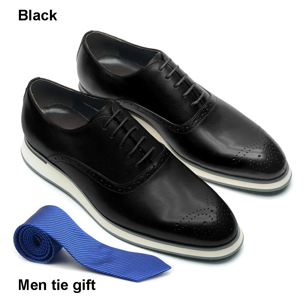 Classic Men's Oxford Shoes Brogue Sneakers Handmade Natural Cowhide Leather Lace-up Business Business Office Casual Shoes Man