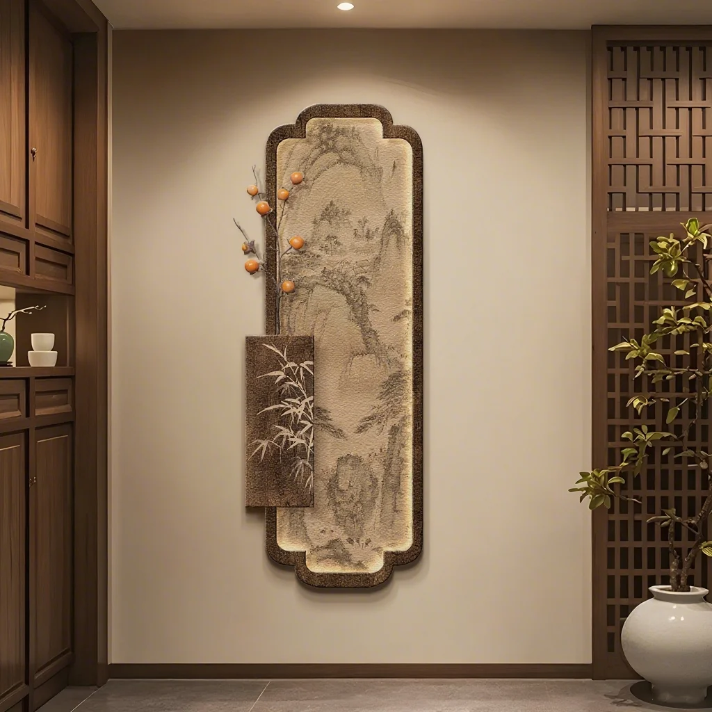 Obrazy w stylu dynastii Song, nowy chiński styl, korytarze, hol, tła, ścienne obrazy, lampy ścienne