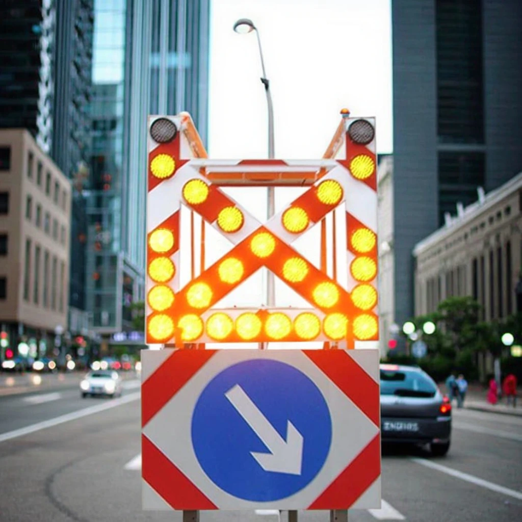 Folding Bracket Construction Traffic Safety Warning Sign Board Solar Flashing Arrow Direction Sign LED Traffic Sign With Light