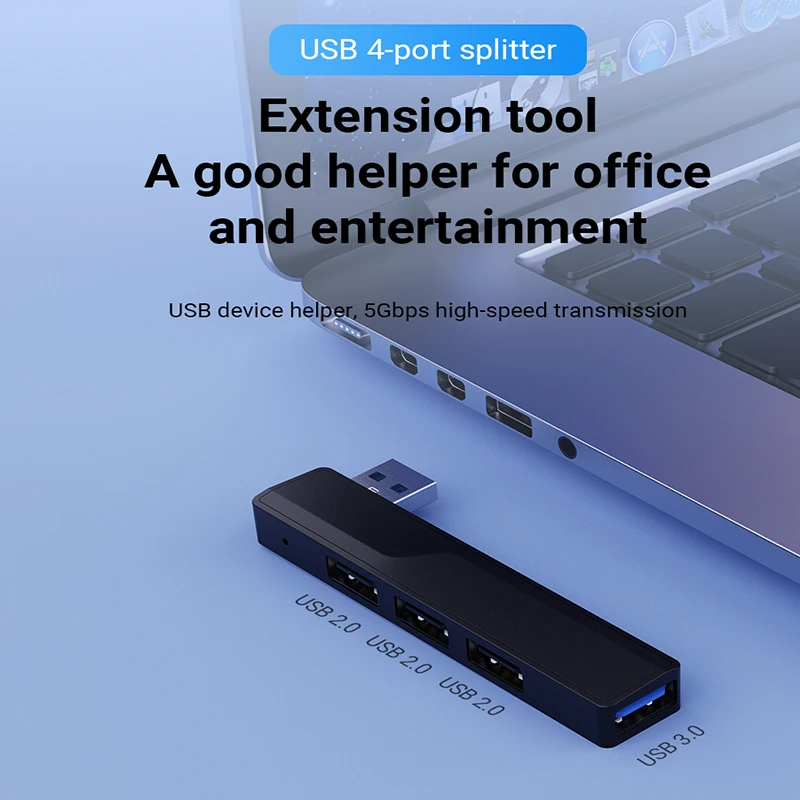 4 in 1 USB3.0 USB Hub Splitter Multiport USB2.0 Hub Port Expander Fast Data Transfer 4 Port For Mac PC Laptop Printer Mobile HDD