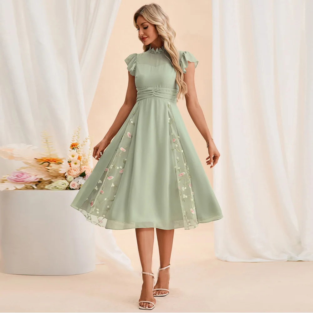 

Green Scoop Mother of Bride Dresses Sleeveless Wedding Party Dresses for Women 2025 Summer New Chiffon Beach Robe De Soirée