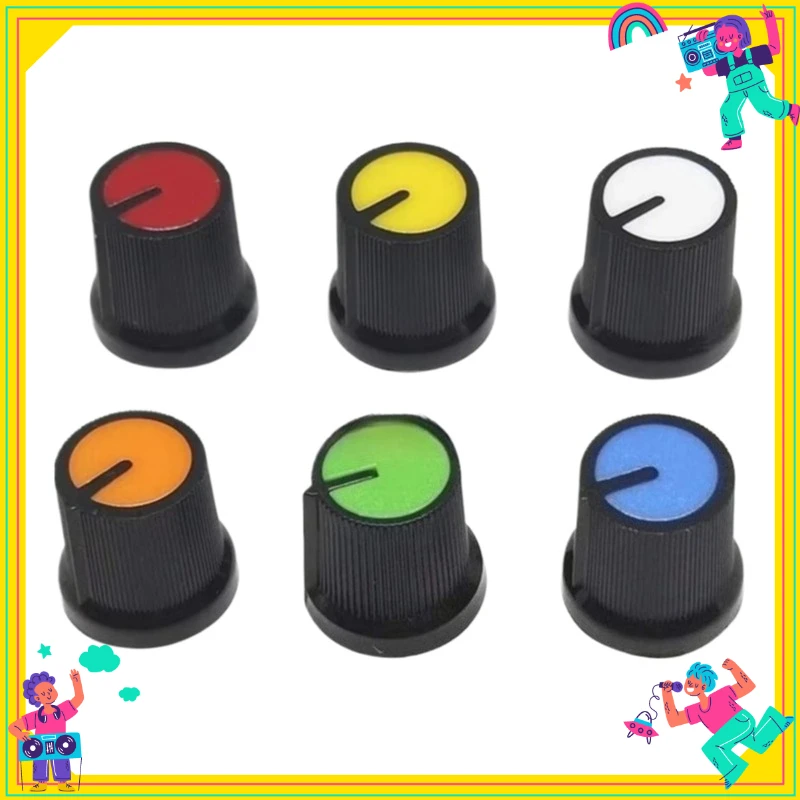 30PCS/Lot Potentiometer Knobs 15X17mm 6mm WH148 Potentiometer B10K Color Knob Cap Yellow Orange Blue White Red Green