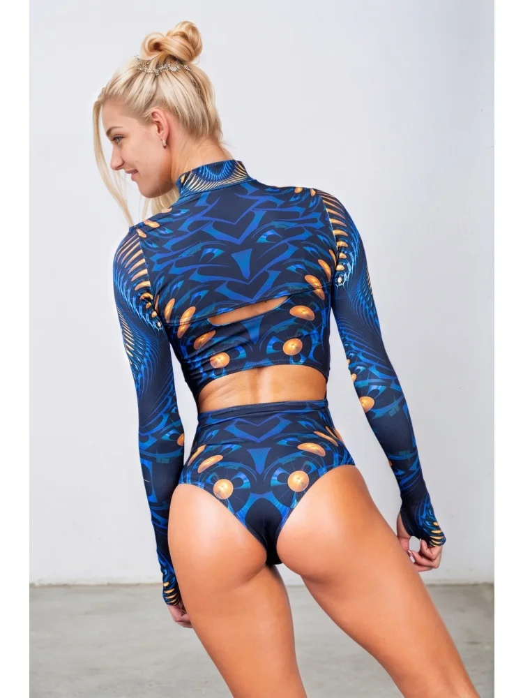 IOOTIANY Sexy Graffiti-Strumpfhose Badeanzug Mantel Karneval Offenes Herz Weste Bodysuit Leotard Gothic Cosplay Party Rollenspiel Bademode – Detail 19
