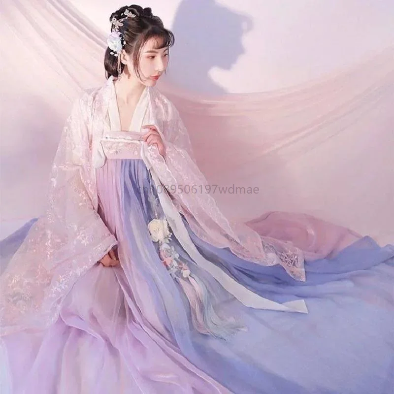 

Woman Hanfu Set Chinese Traditional Clothing Cosplay Tang Costumes Thin Stage Fashion Party Fairy Dress Women Suit