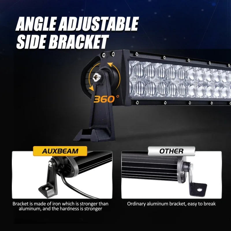 AUXBEAM 22 32 42 50 52 بوصة LED ضوء العمل بار كومبو شعاع مستقيم صف مزدوج LED ضوء بار لسيارات الدفع الرباعي ATV الشاحنات لاقط