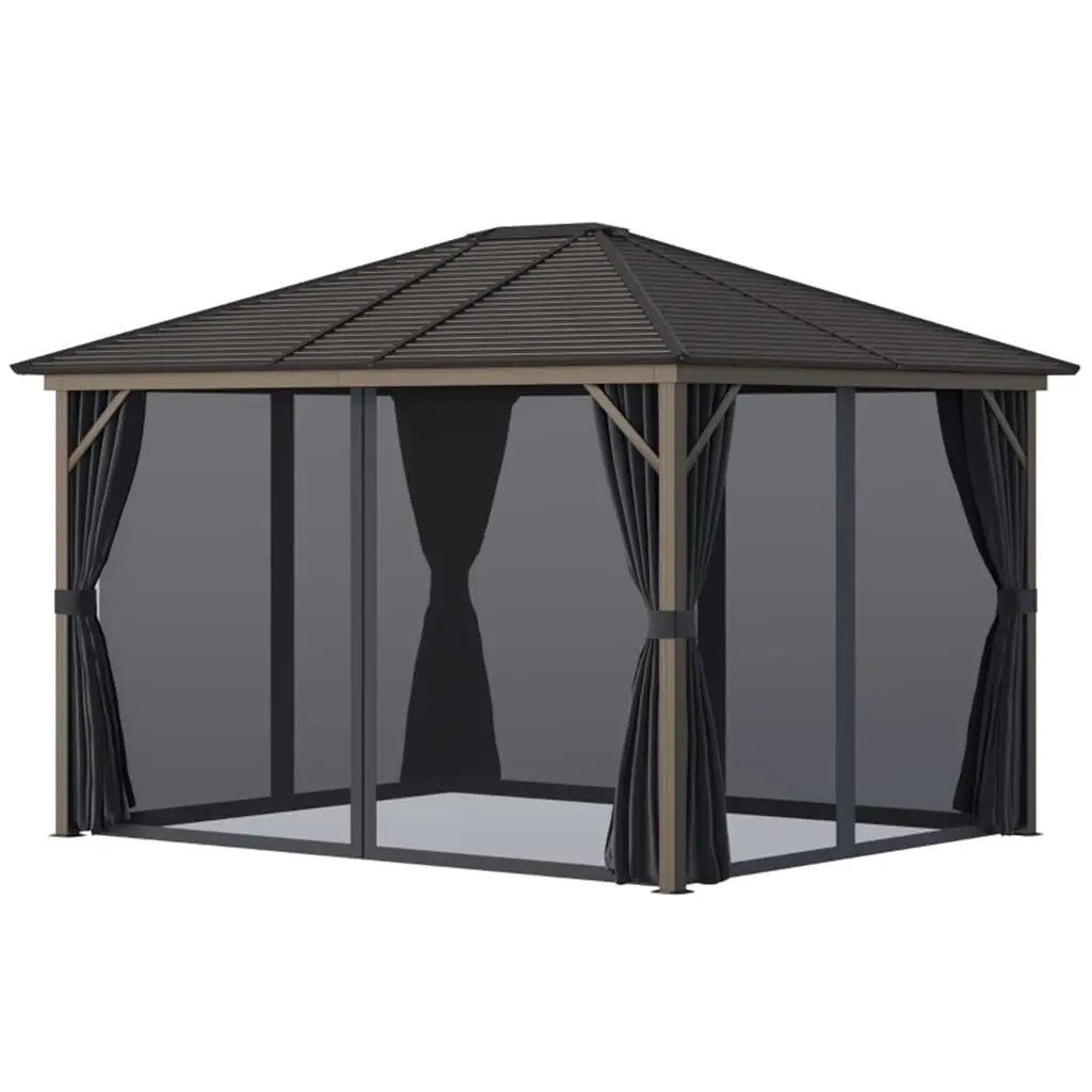 Modern Design Heavy Duty Durable Custom Size Pavilion White Aluminum Double Roof Powder Coated Hardtop Gazebo For Patio