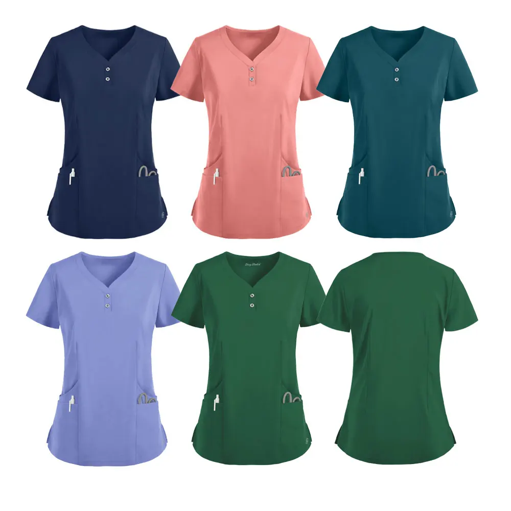 Multicolor Scrubs Uniform Nursing Uniform Short Sleeve Tops+Pants Women Pet Shop Doctor Scrub Medical Surgery Workwear Scrub Set