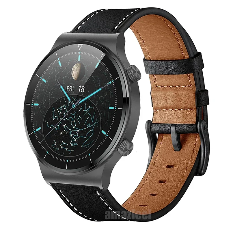 Pulseira de couro para Honor Magic Watch 2, Huawei Watch GT 3, Pulseira de relógio inteligente, Strap Belt, 20mm, 22mm, 42mm, 46mm